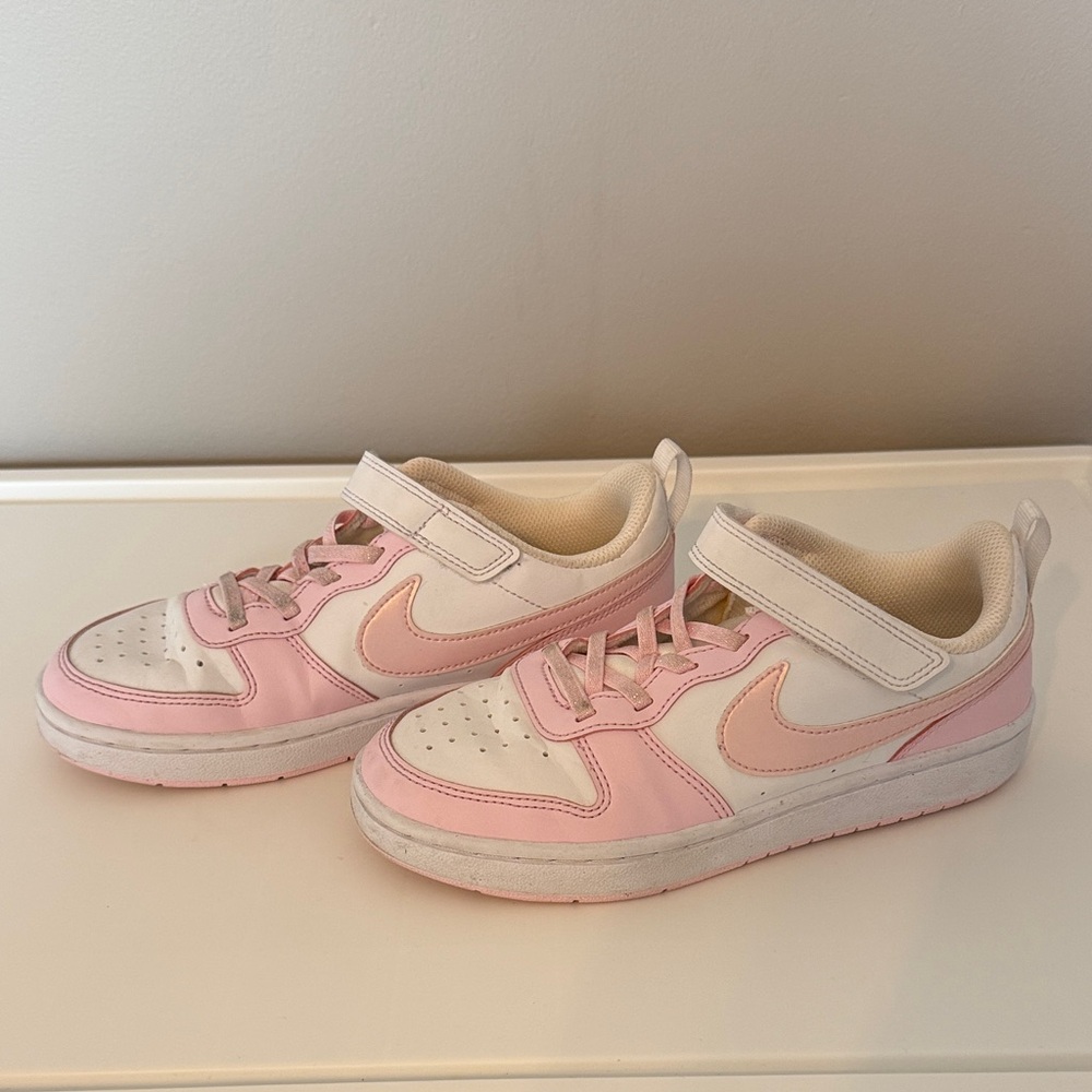 Kids Pink and White Nike Sneakers